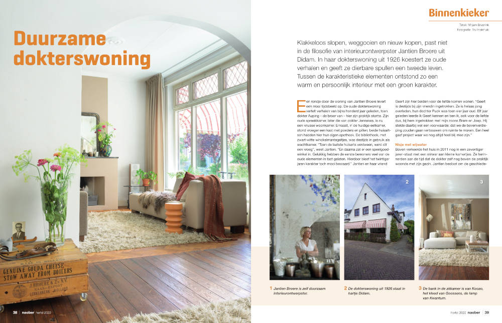 Binnenkijker in Duurzaam doktershuis van duurzaam interieurontwerper Jantien Broere